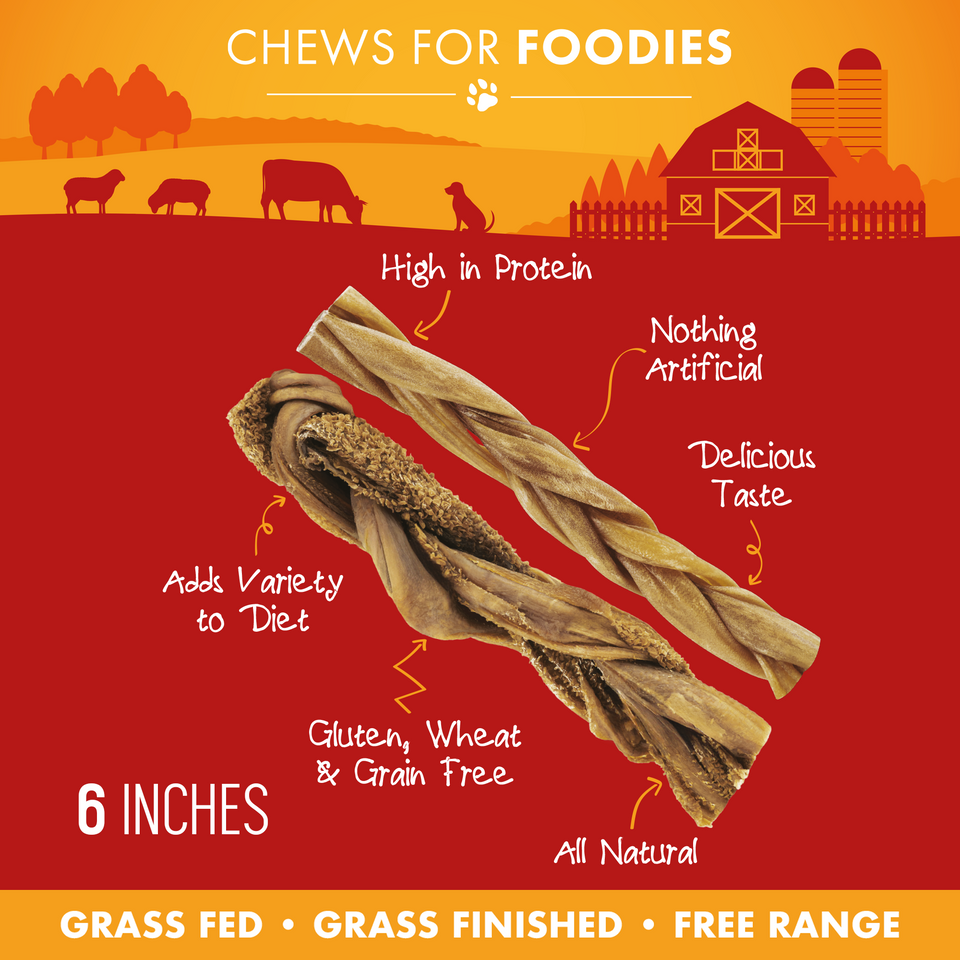 Lamb collagen and tripe variety pack chews with feature callouts including high in protein and all natural
