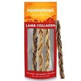 FoodiePaws 12-Inch Lamb Collagen Sticks — 3 Pack resealable bag