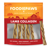 FoodiePaws 6-Inch Lamb Collagen Sticks — 5 Pack resealable bag