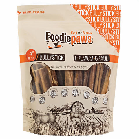 4" Standard Bully Sticks - All Natural Premium Grade, Odor Free 8oz